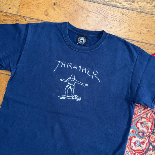 Vintage Thrasher Navy Skate Graphic T-Shirt - S