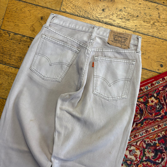 Vintage Levis 618 Orange Tab Straight Cream Denim Jeans - 28R