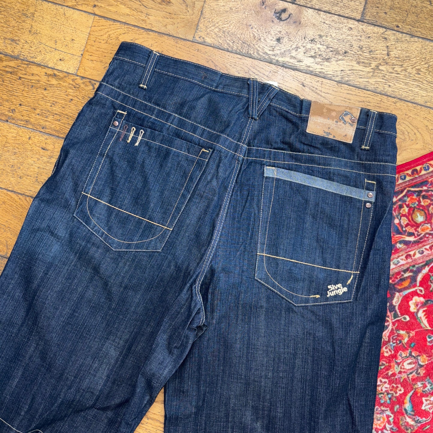 Vintage Embroidered Hip Hop Baggy Blue Shorts Jorts - 44