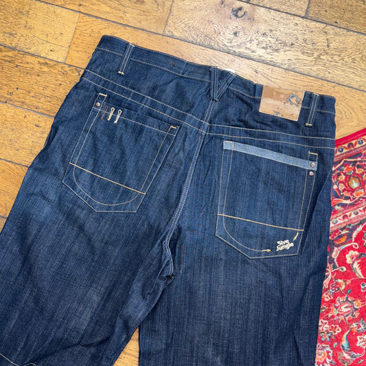 Vintage Embroidered Hip Hop Baggy Blue Shorts Jorts - 44