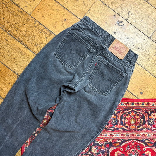 Vintage Levis 550 Womens Baggy Tapered Grey Washed Black Denim Jeans - Size 4