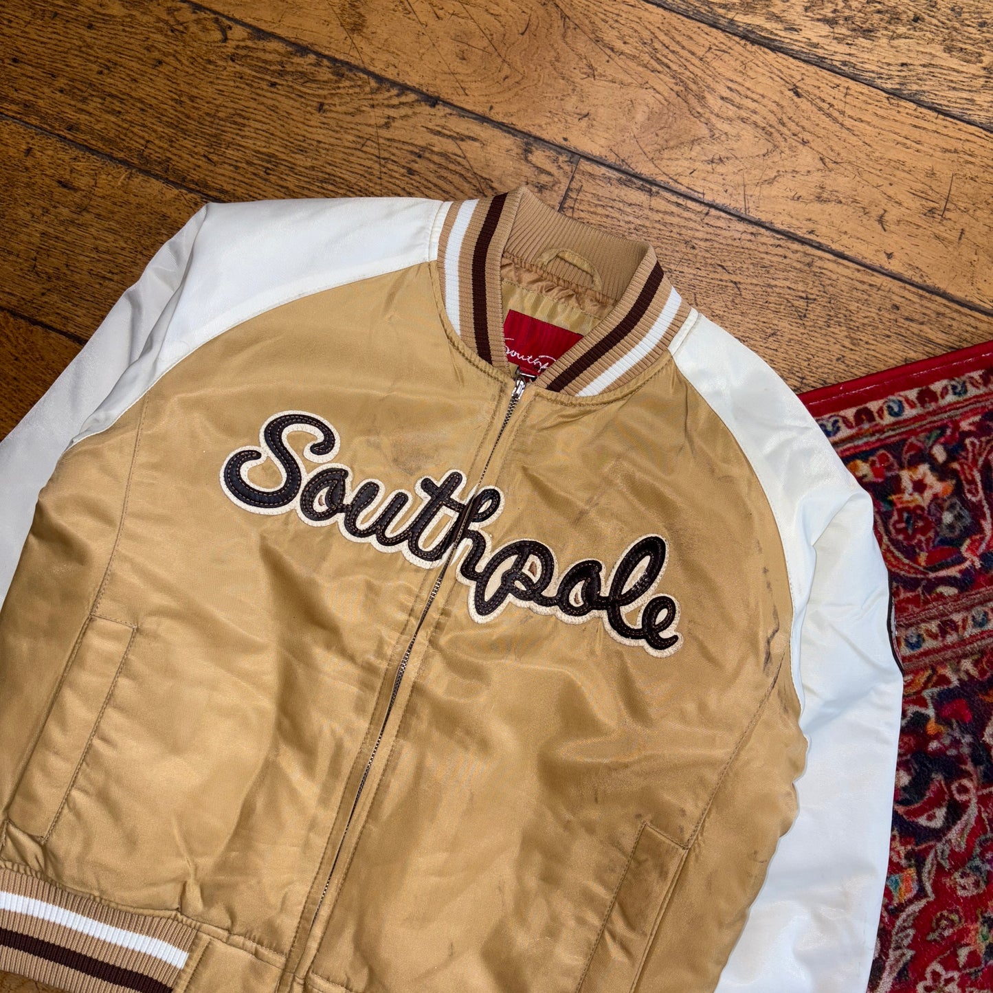 Vintage Southpole Y2K Brown Varsity Embroidered Hip Hop Baseball Jacket - S
