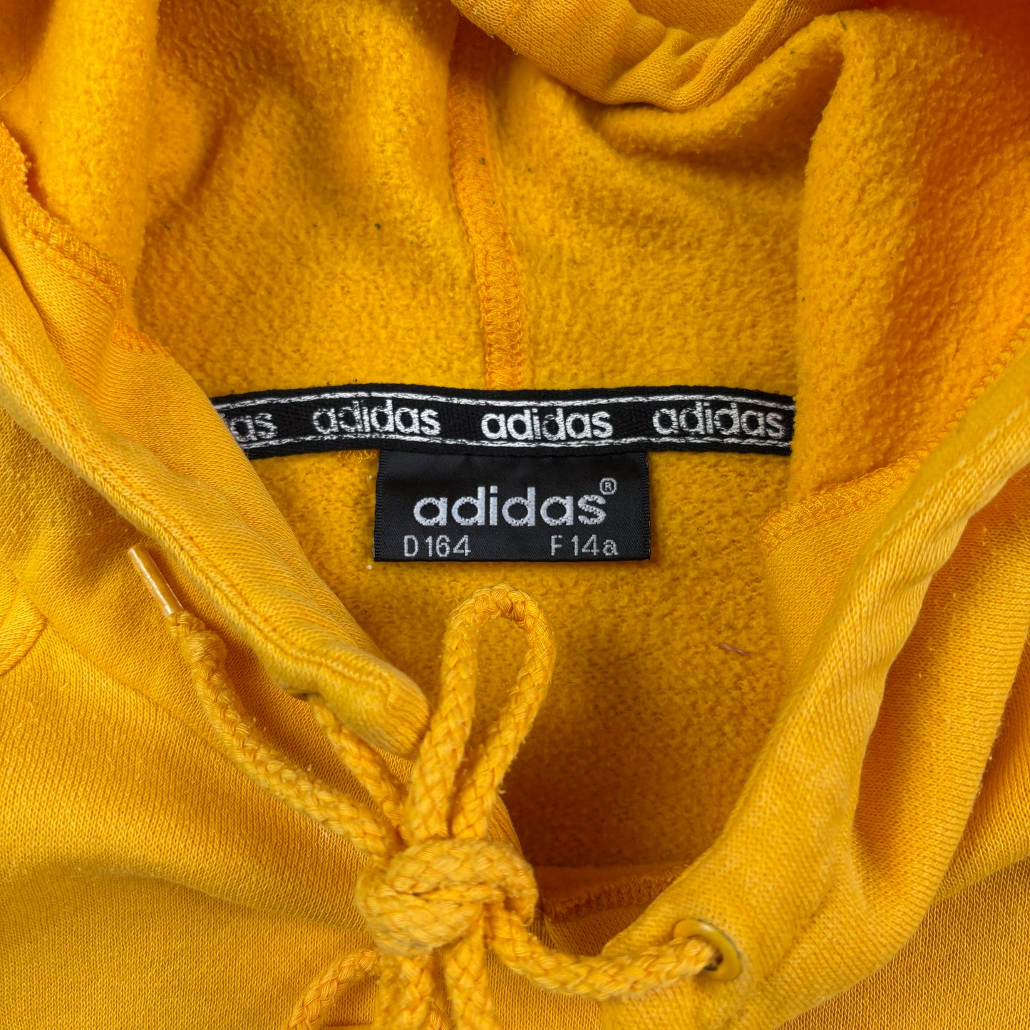 Vintage 90s Adidas Yellow Hoodie Embroidered Sweatshirt - S