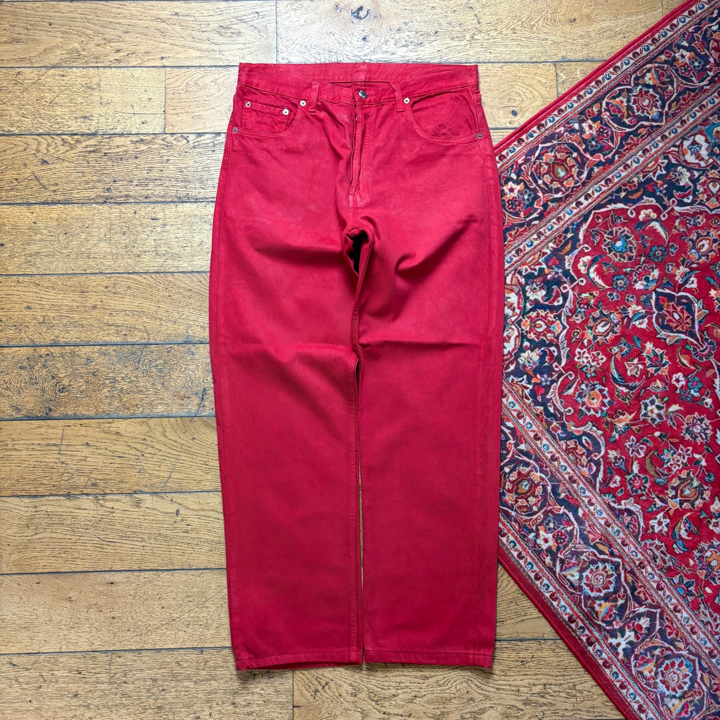 Vintage Levis 501 Straight Red Denim Jeans - 34S