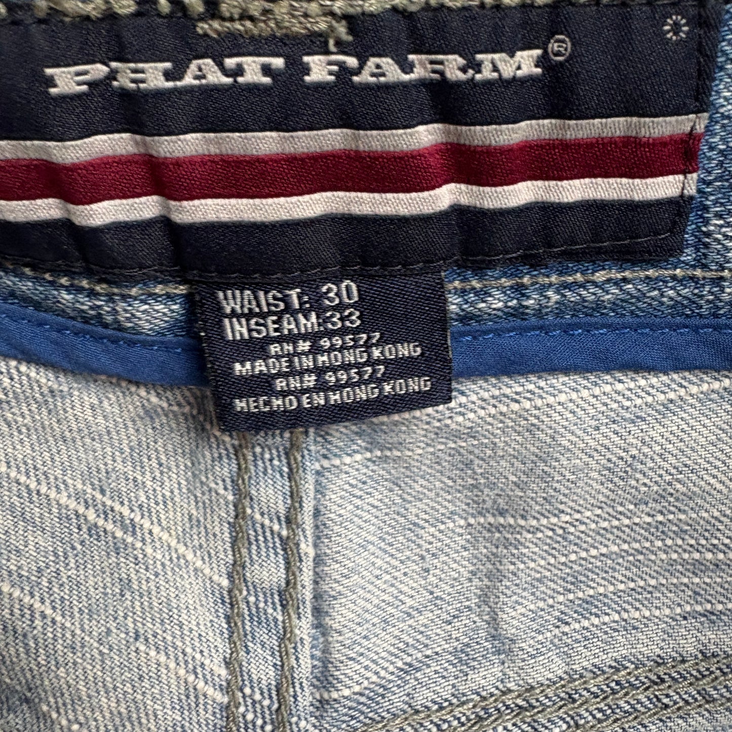 Vintage Phat Farm Blue Embroidered Y2K Hip Hop Baggy Jeans - 34