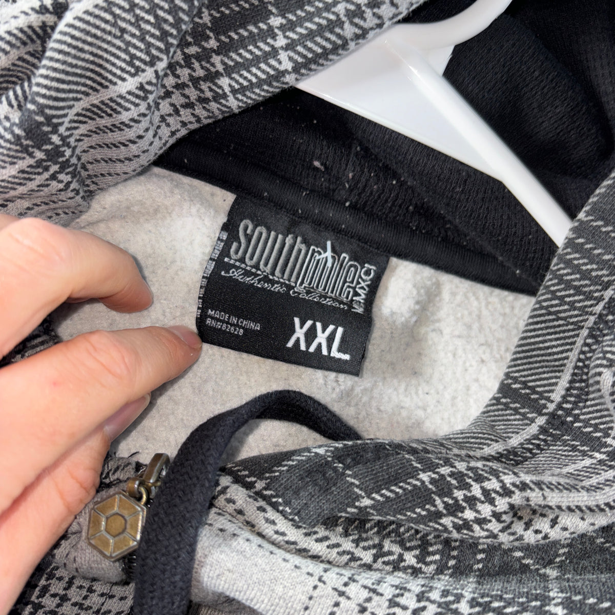 Southpole Black Plaid Hip Hop Y2K Check Zip Hoodie - 2XL