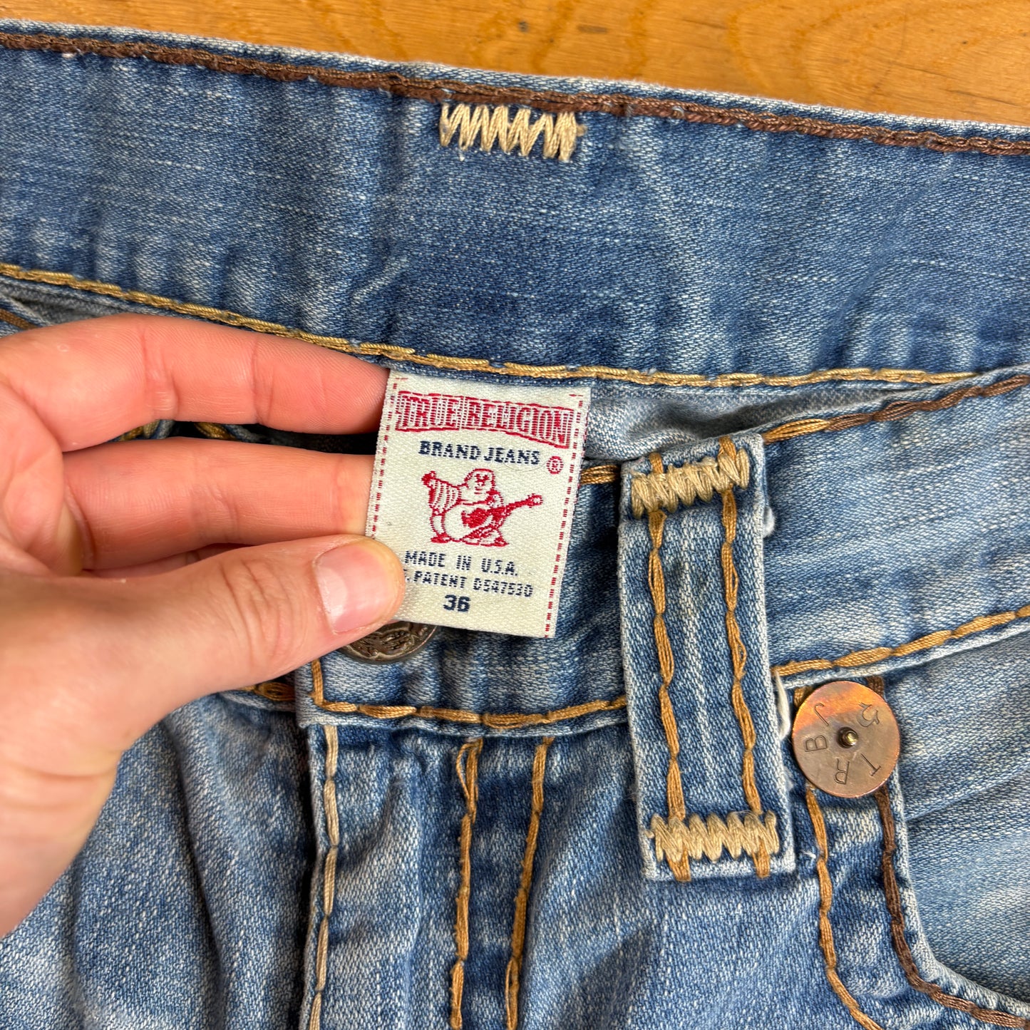 Vintage True Religion Blue Embroidered Y2K Shorts Jorts - 38