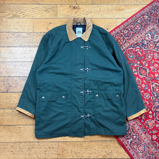Vintage Green Fireman Clasp Trench Chore Parka Coat Jacket - XL