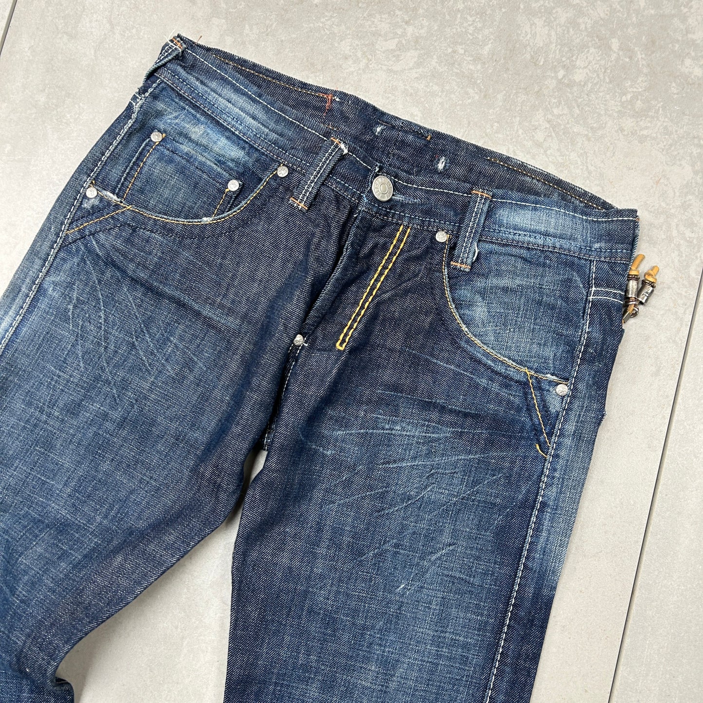 Vintage Embroidered Hip Hop Straight Blue Jeans - 32