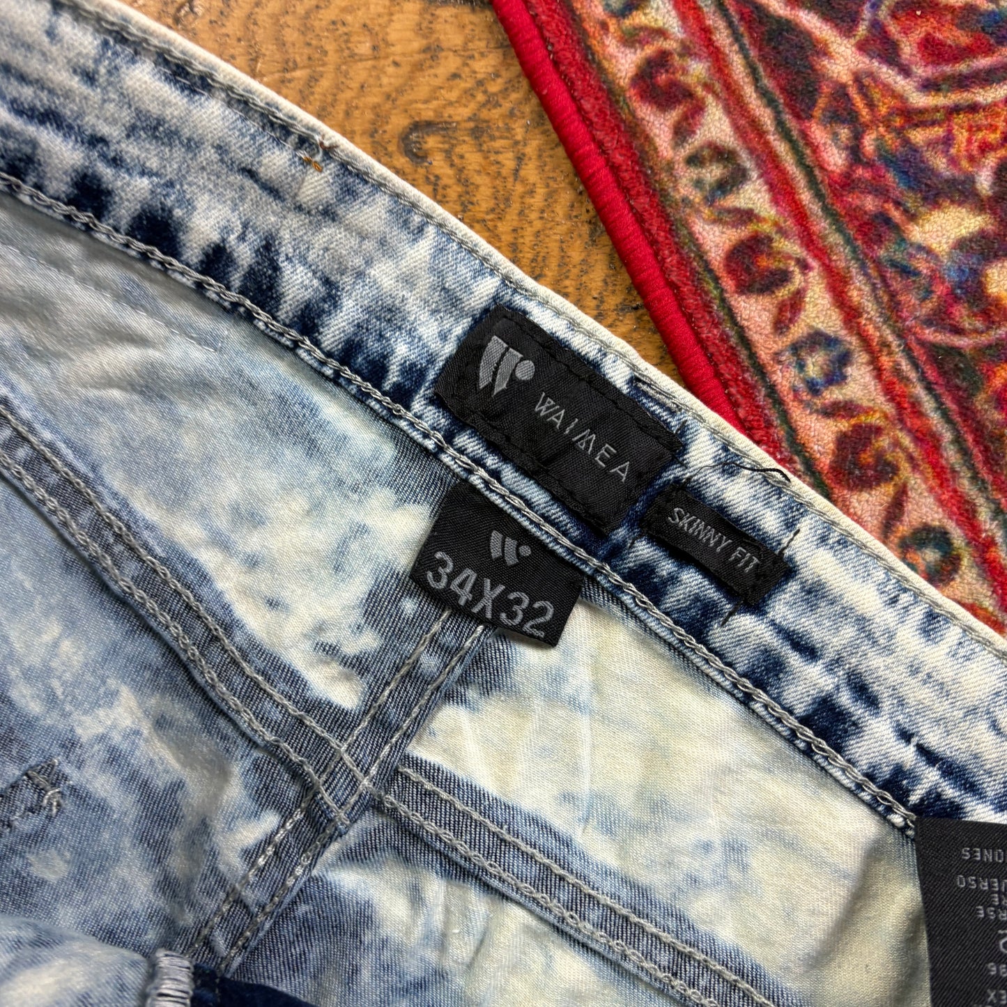 Vintage Bleached Blue Y2K Hip Hop Skinny Jeans - 34