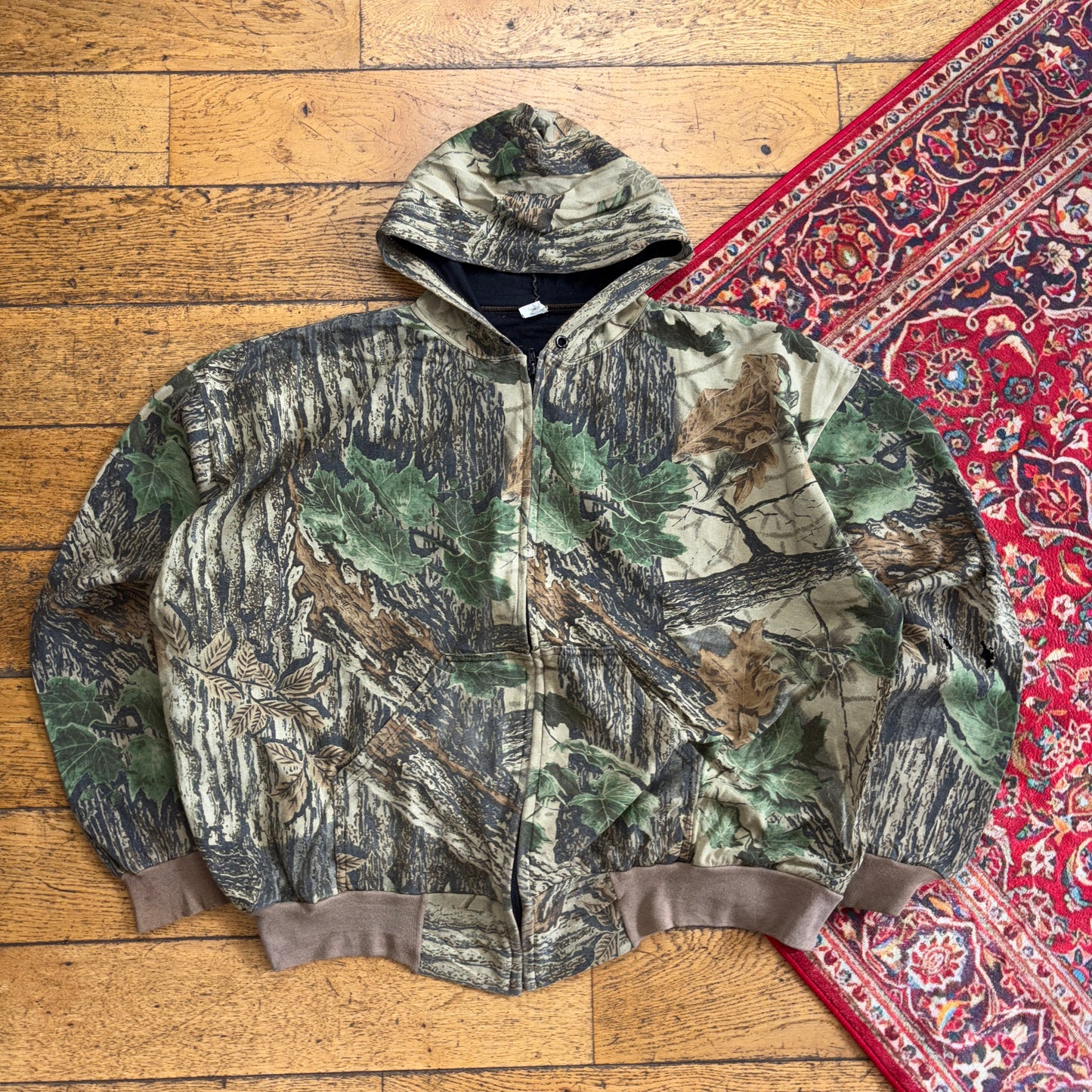 Vintage Realtree Camo Green Zip Hoodie Sweatshirt - 3XL