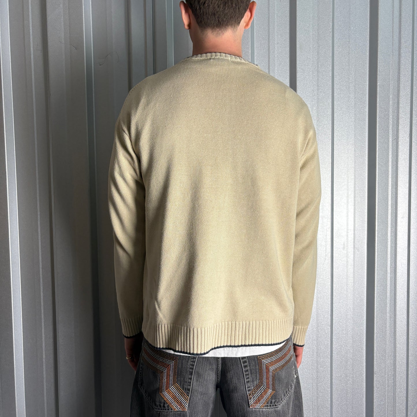 Vintage Gant Embroidered Cream 00s Y2K Chunky Knit Jumper - M