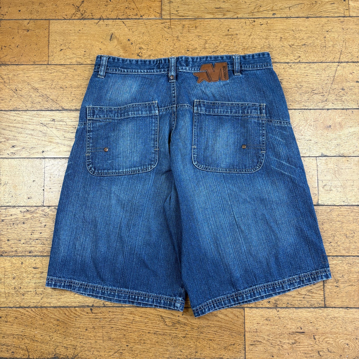 Vintage Mecca Embroidered Blue Hip Hop Baggy Shorts Jorts - 38