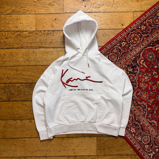 Vintage Karl Kani White Hip Hop Embroidered Hoodie Sweatshirt - S