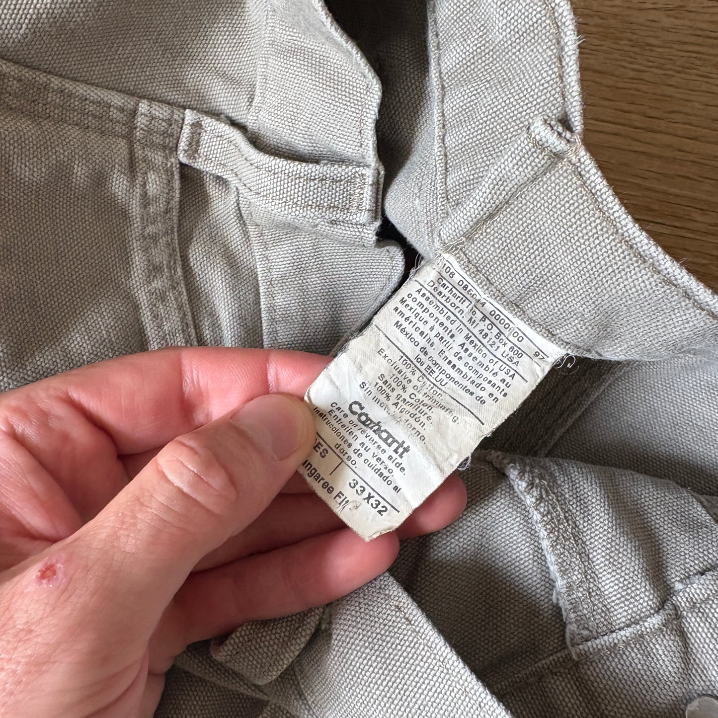 Vintage Carhartt Cream Brown Workwear Carpenter Baggy Trousers - 33R