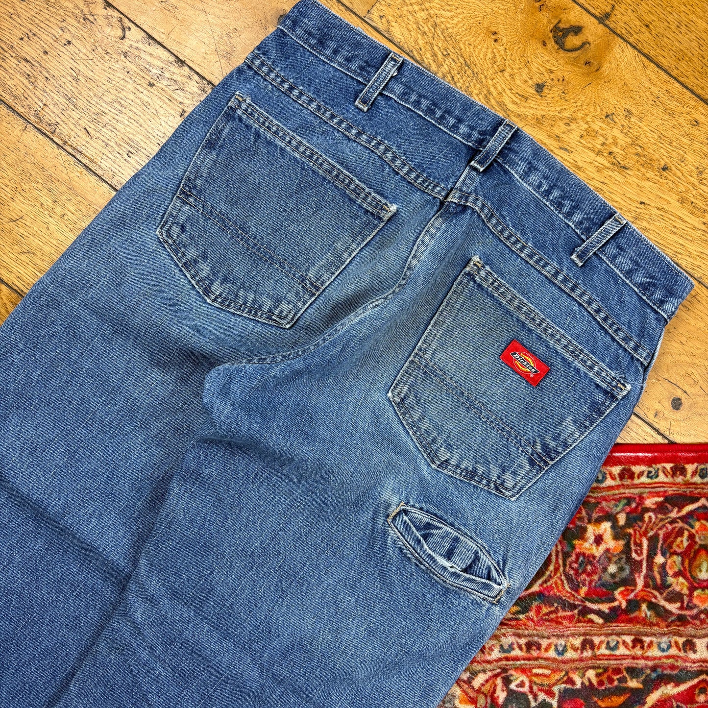 Vintage Dickies Blue Double Knee Workwear Carpenter Baggy Jeans - 32