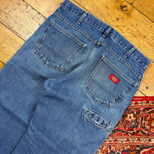 Vintage Dickies Blue Double Knee Workwear Carpenter Baggy Jeans - 32