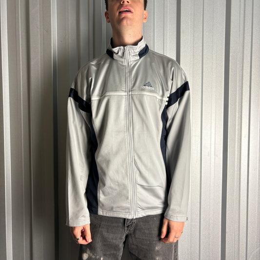 Vintage Adidas Grey Silver 00s Y2K Tracksuit Track Jacket - M