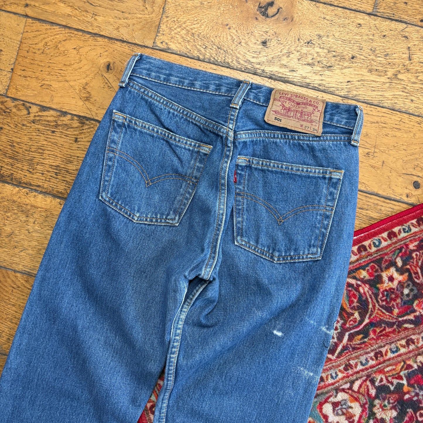 Vintage Levis 501 Straight Blue Denim Jeans - 27L