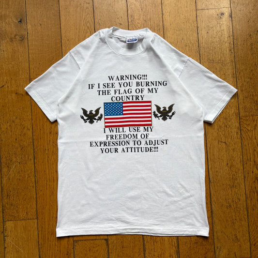 Vintage 90s USA Single Stitch White Graphic T-Shirt - S