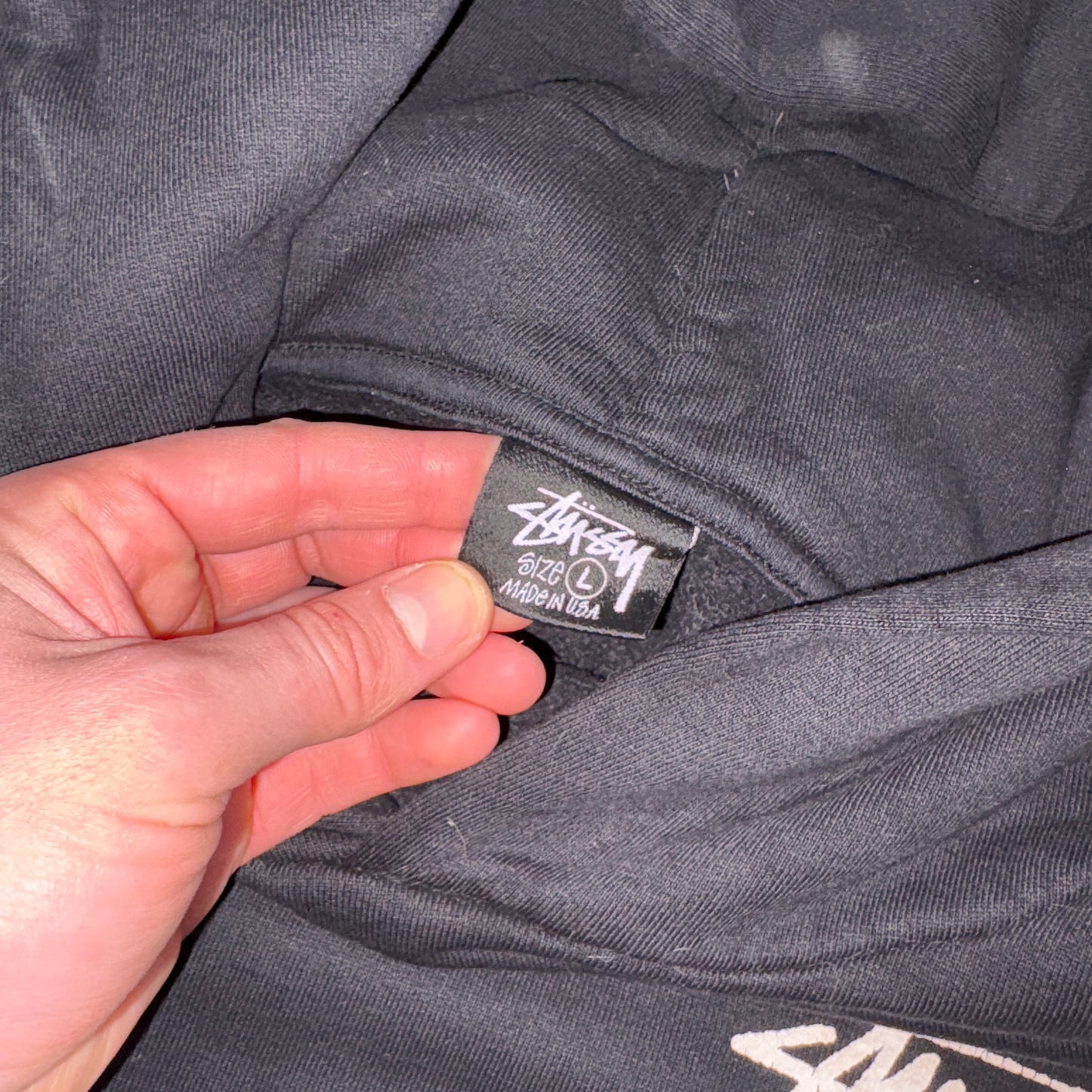 Vintage Stussy X Eric B Black Hoodie Sweatshirt - L
