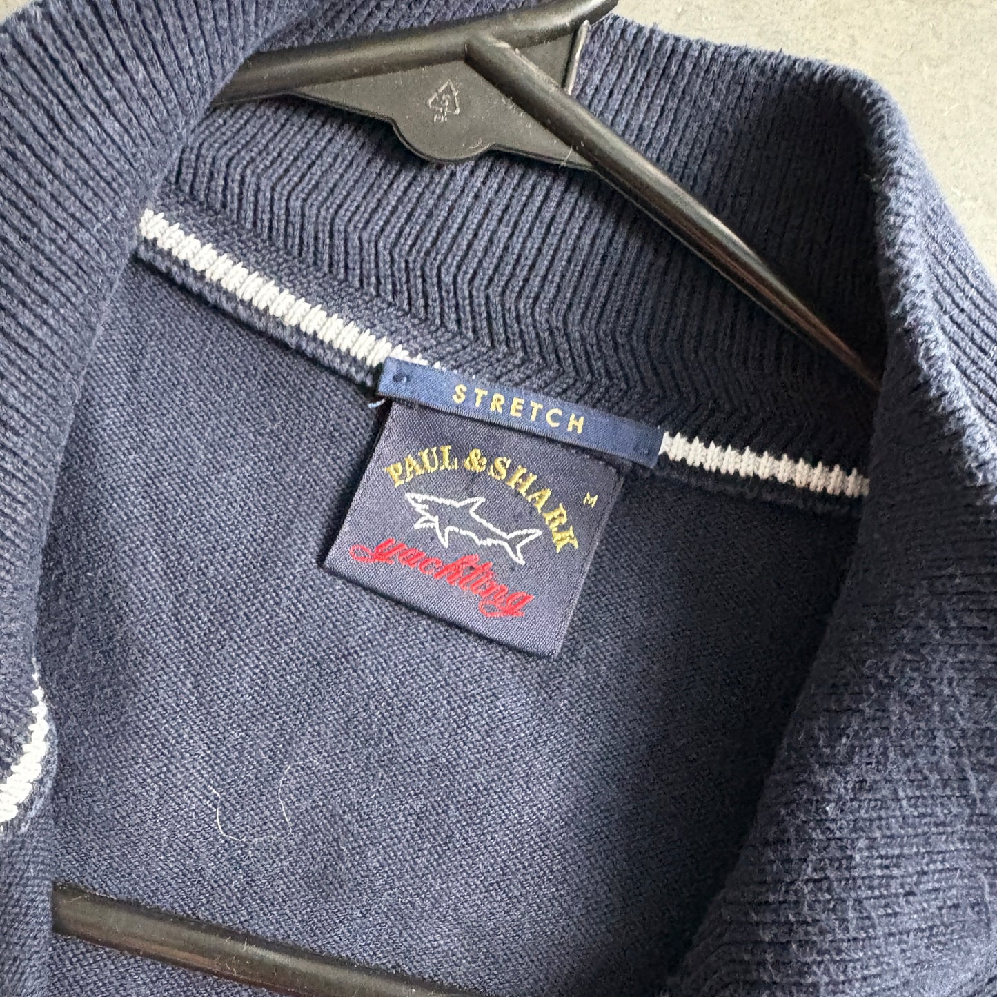 Vintage Paul And Shark Double Zip Navy Embroidered Sweatshirt - S