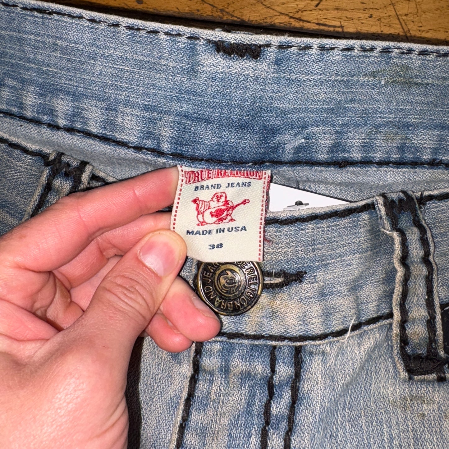 Vintage True Religion Blue Embroidered Y2K Shorts Jorts - 40