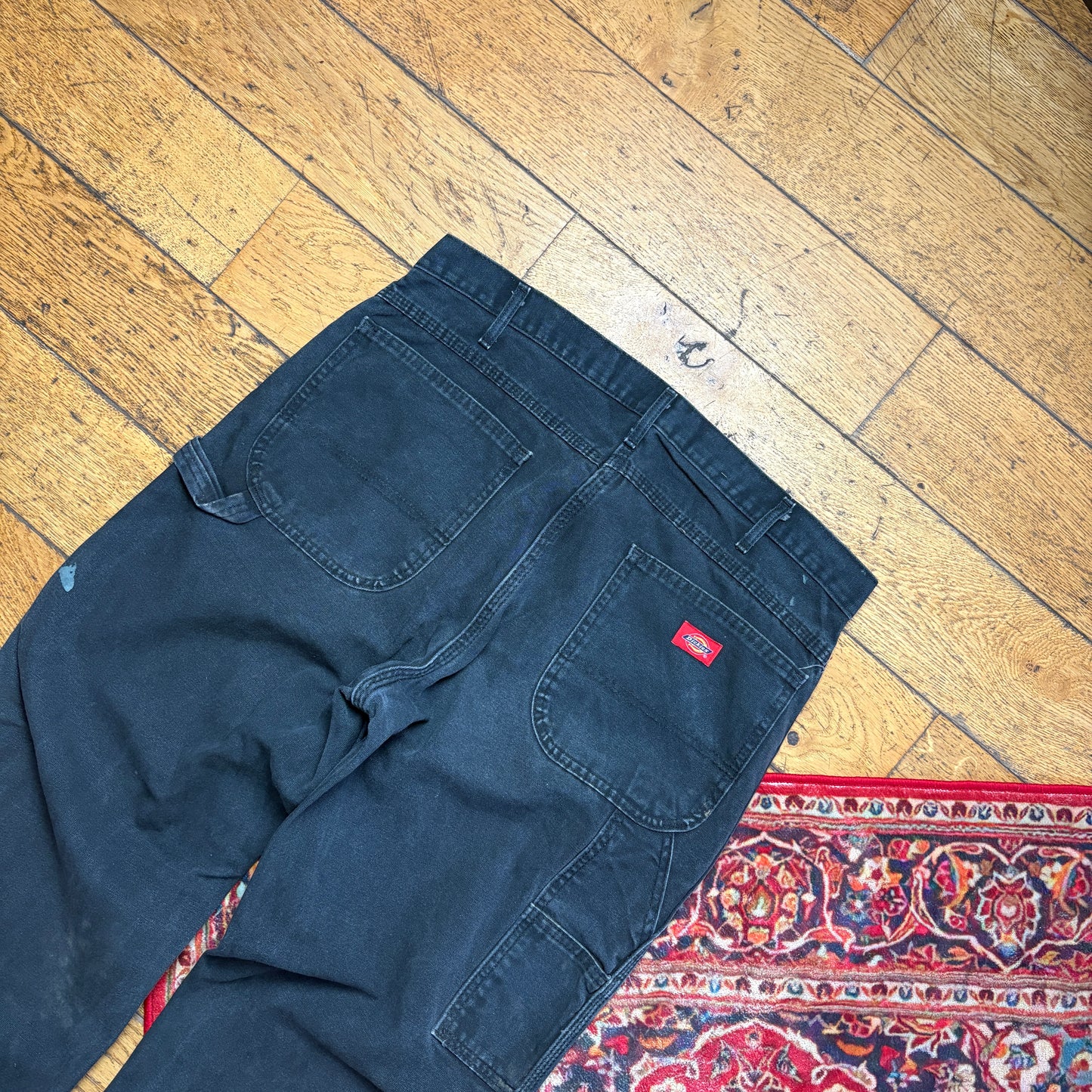 Vintage Dickies Workwear Carpenter Black Baggy Trousers - 38L
