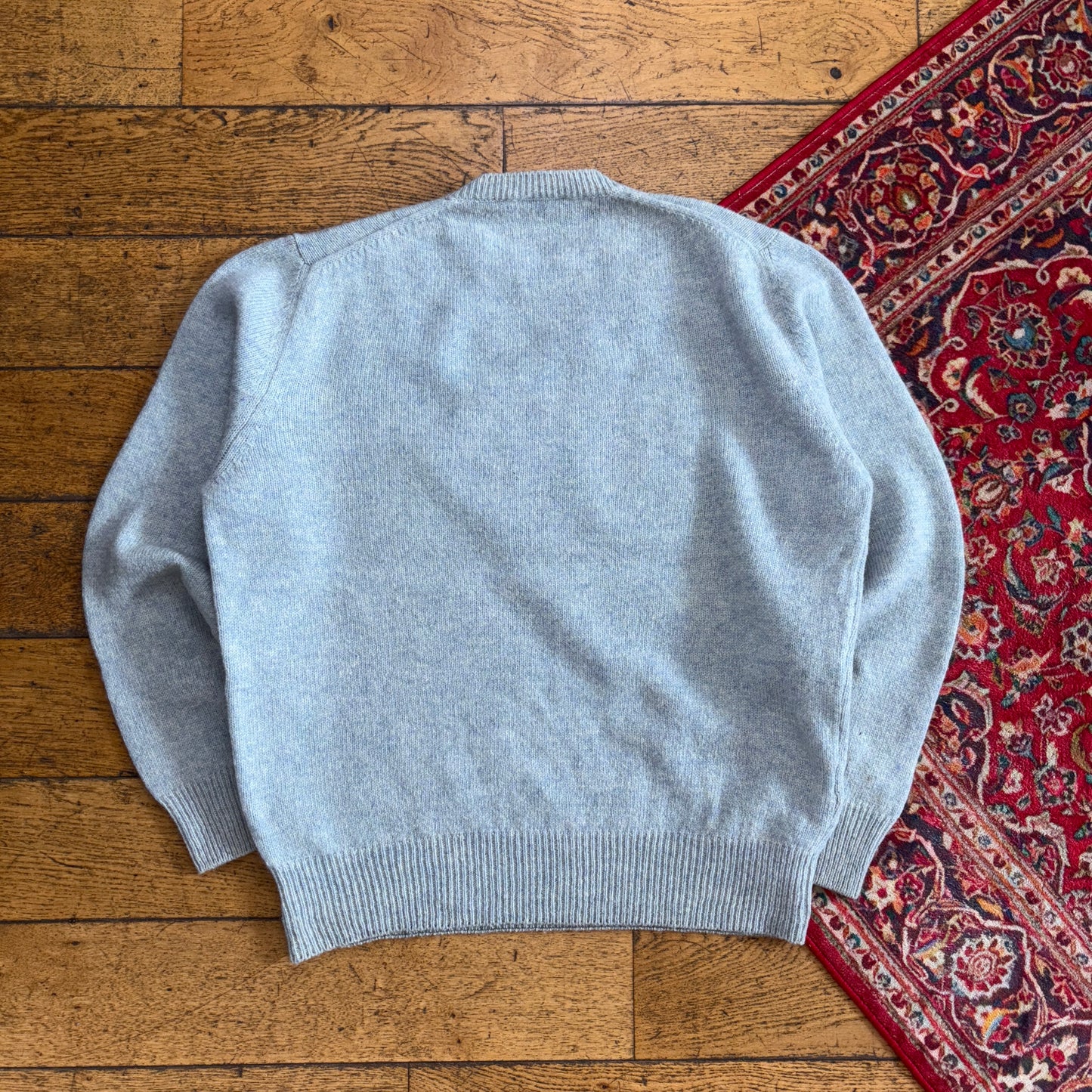 Vintage Fred Perry Blue Wool Chunky Knit Jumper - L
