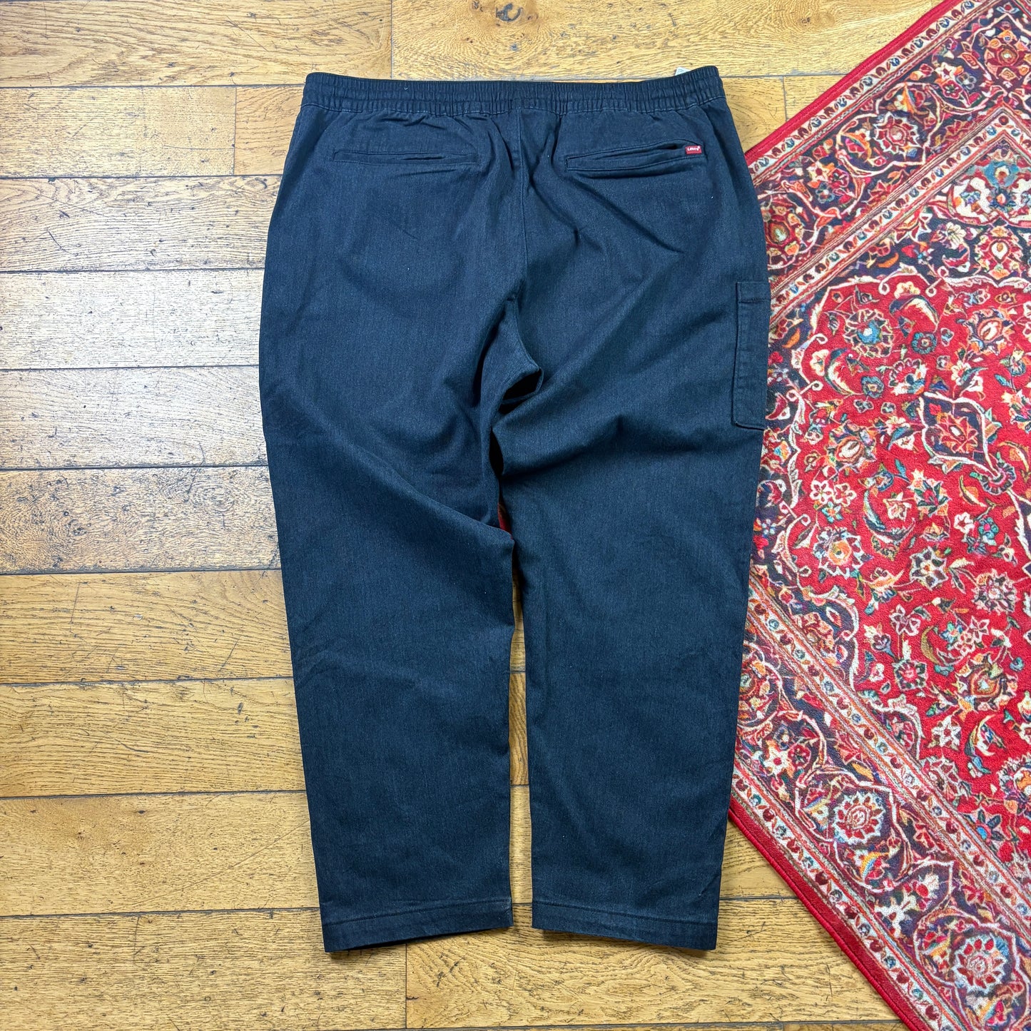 Vintage Levis Black Elasticated Jogger Trousers - 42