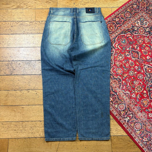 Vintage Blue Y2K Hip Hop Baggy Jeans - 36