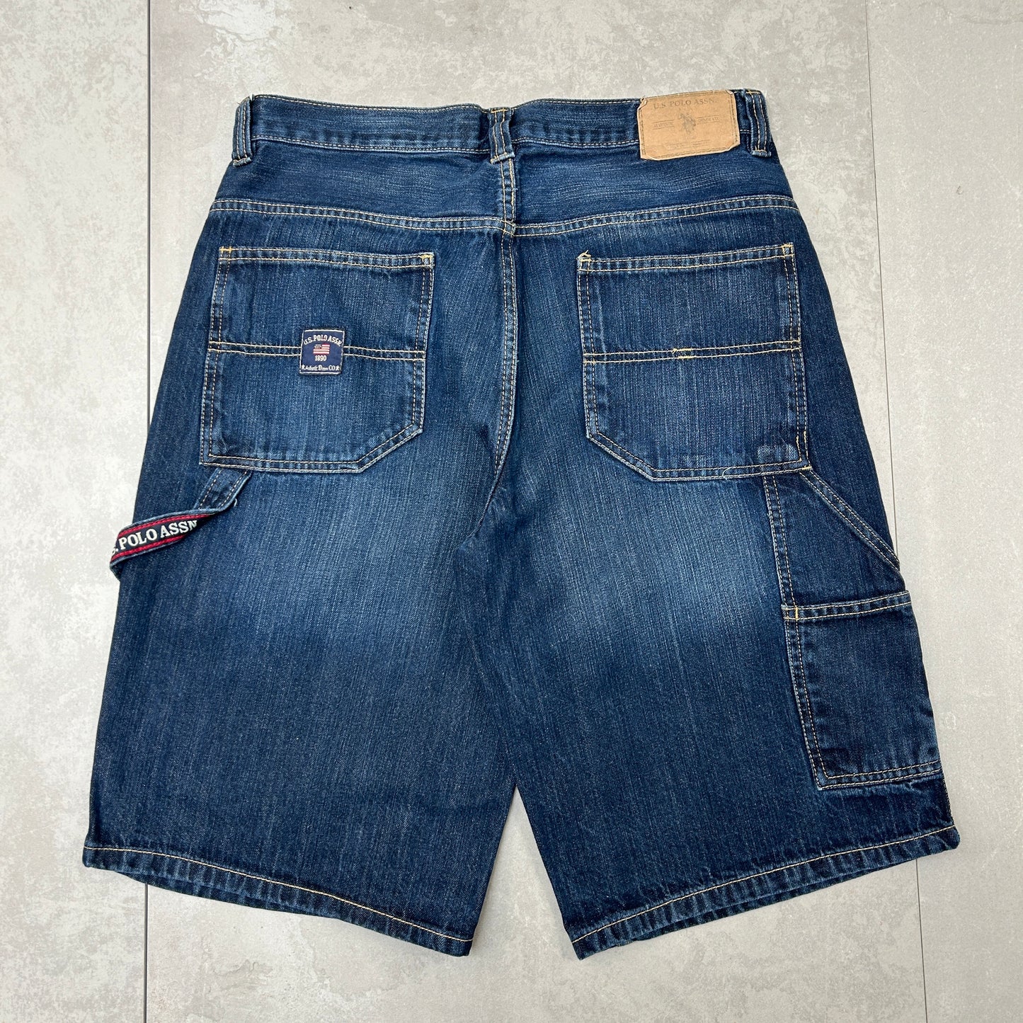 Vintage US Polo ASSN Embroidered Hip Hop Baggy Blue Shorts Jorts - 35