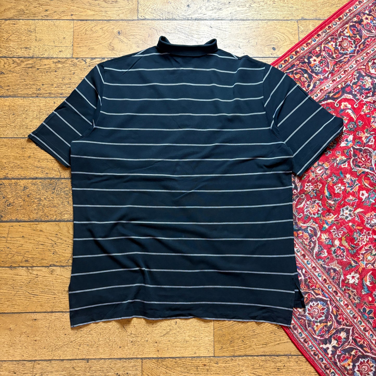 Vintage Ralph Lauren Black Stripe Polo T Shirt - XL