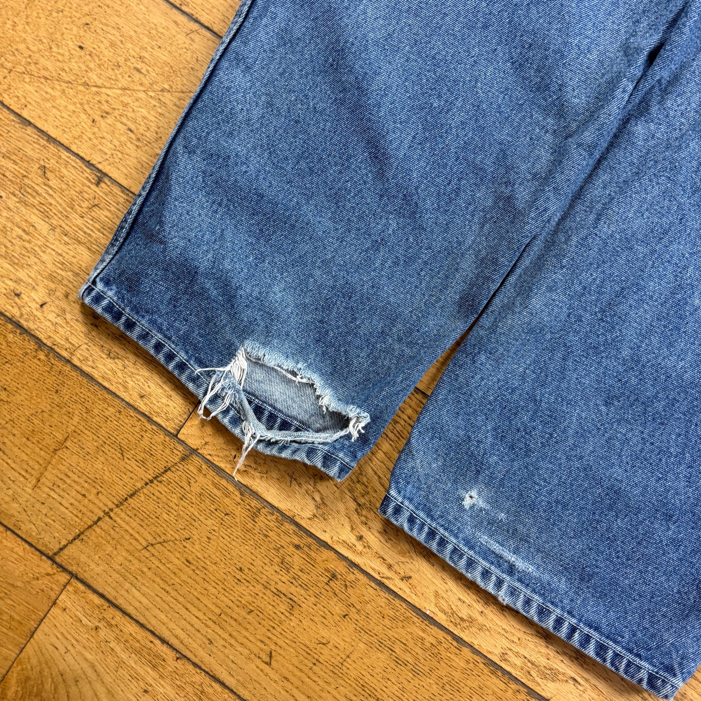 Vintage Blue Embroidered Y2K JNCO Style Hip Hop Baggy Jeans - 34