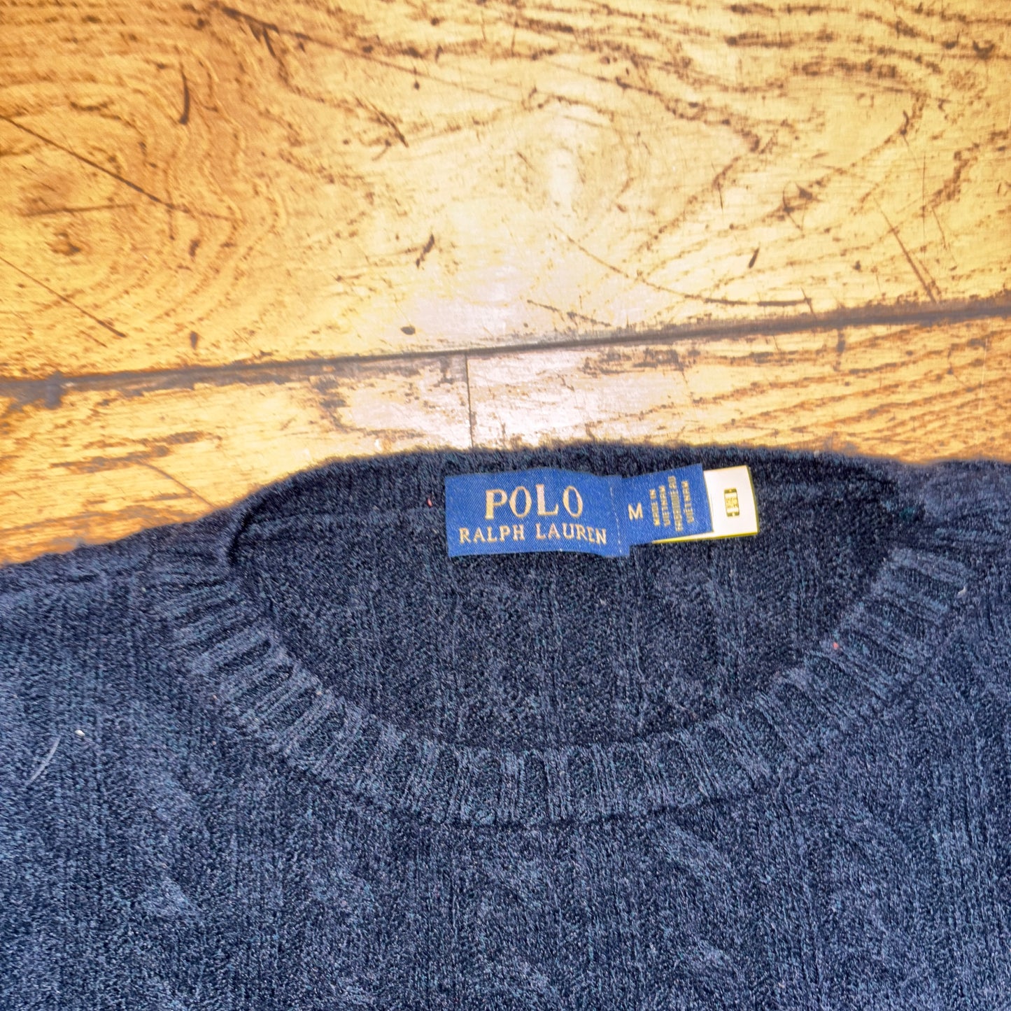 Vintage Ralph Lauren Navy Cable Knit Jumper - XS