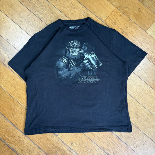 Vintage Lethal Threat Gorilla Beer Black Graphic T-Shirt - XXL