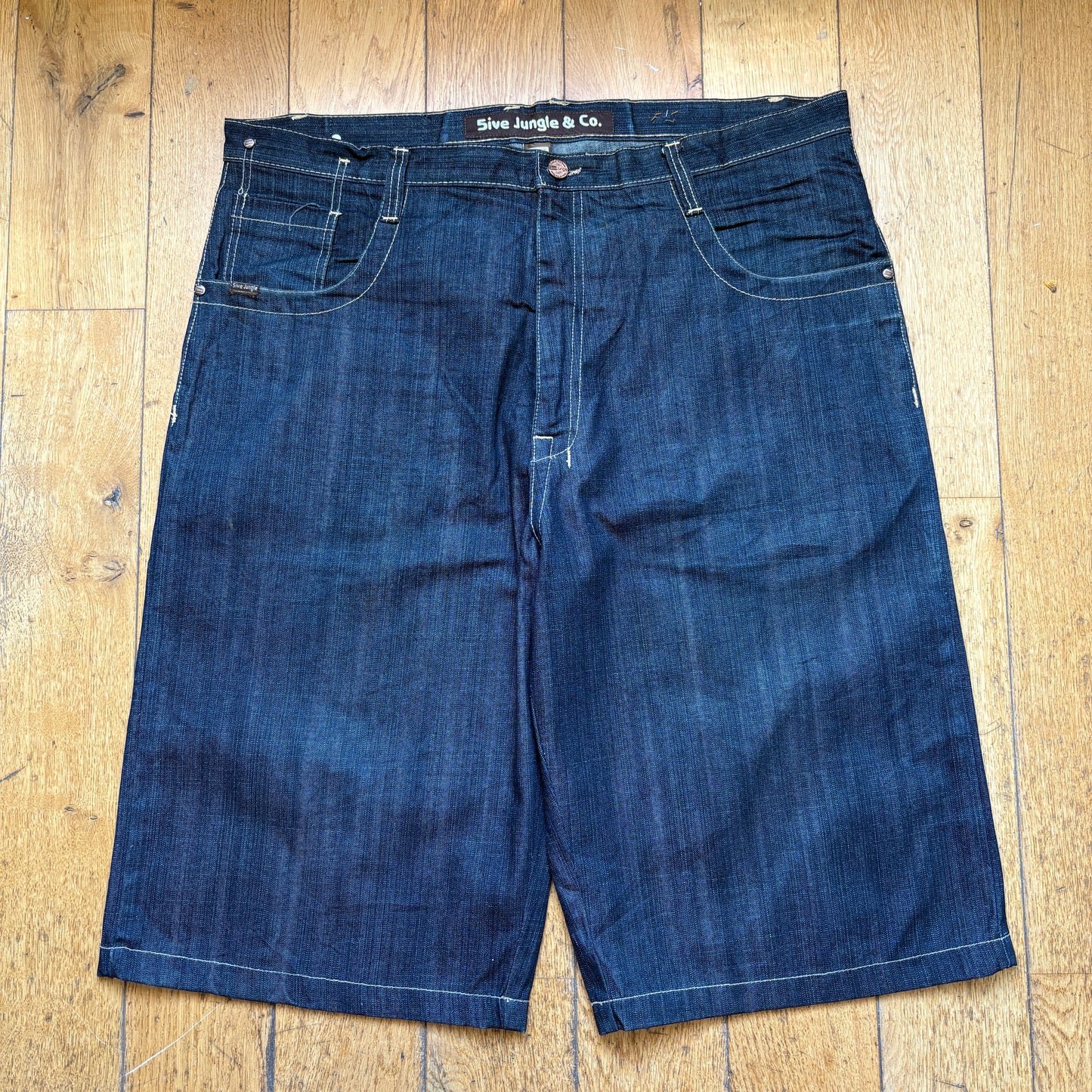 Vintage Embroidered Hip Hop Baggy Blue Shorts Jorts - 44