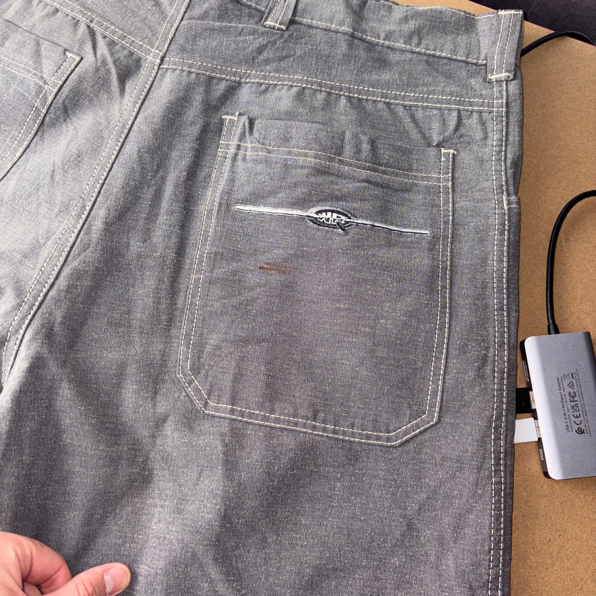 Wave Rave Grey Embroidered Japanese Denim Hip Hop Y2K Baggy Jeans - 34S