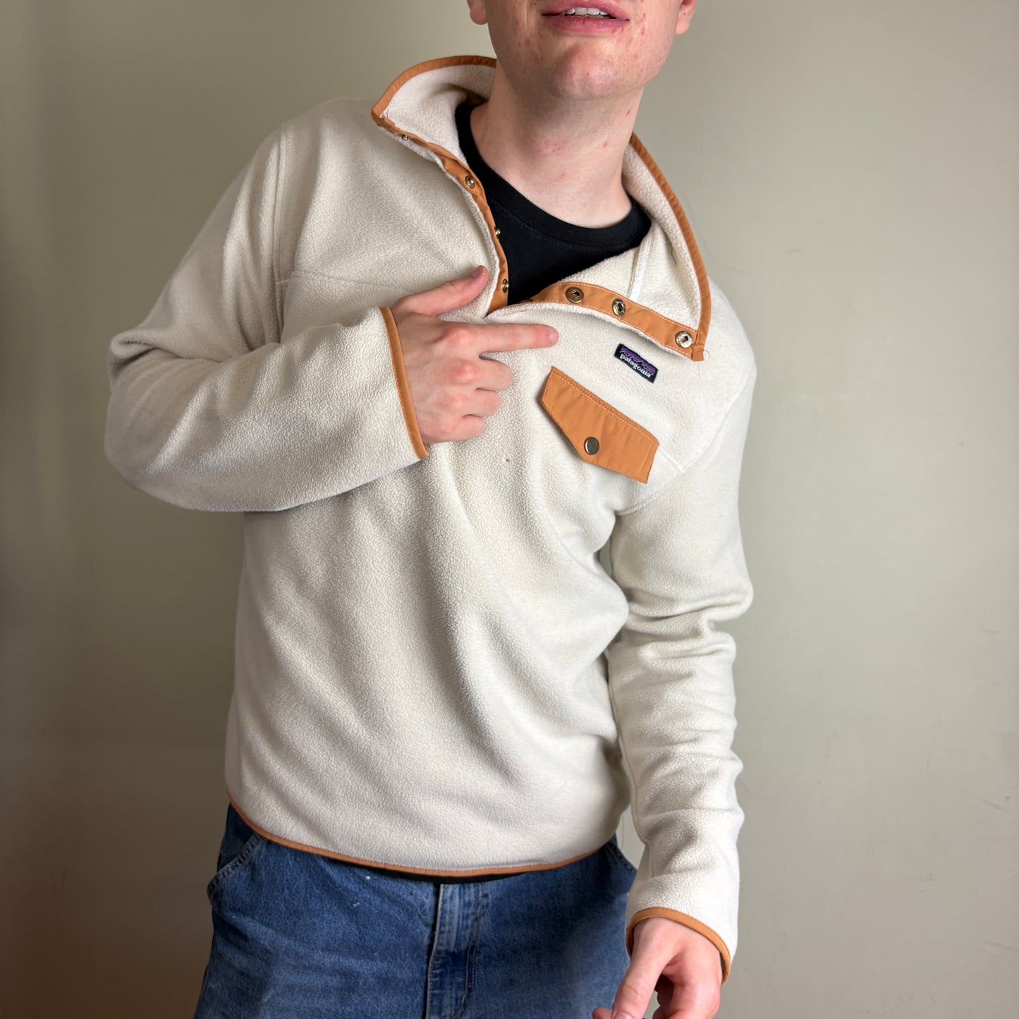 Vintage Patagonia Cream Fleece Synchilla Sweatshirt - M