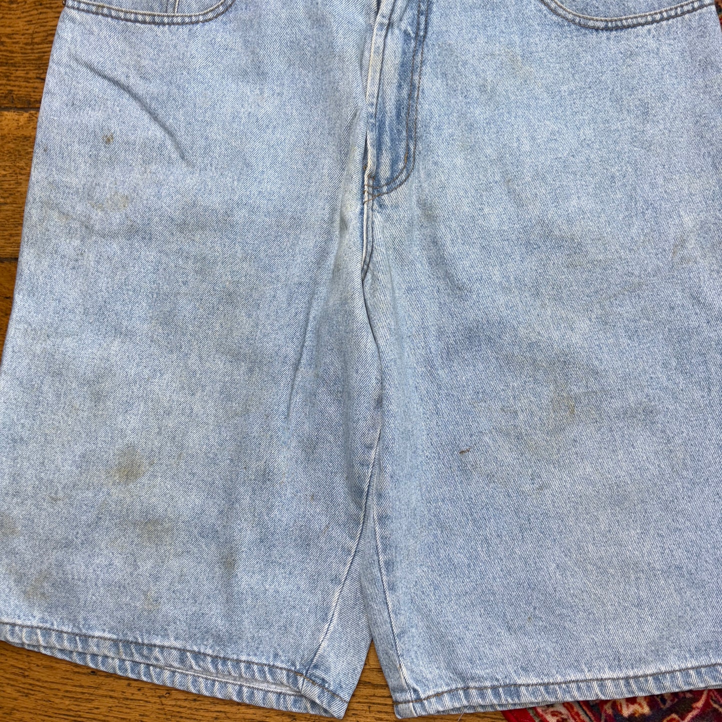 Vintage Bugle Boy Hip Hop Baggy Blue Carpenter Shorts Jorts - 36