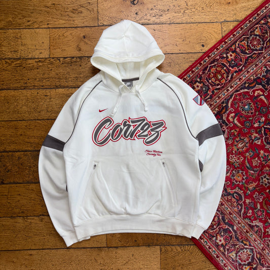 Vintage Y2K Nike Cortez White Embroidered Hoodie Sweatshirt - S