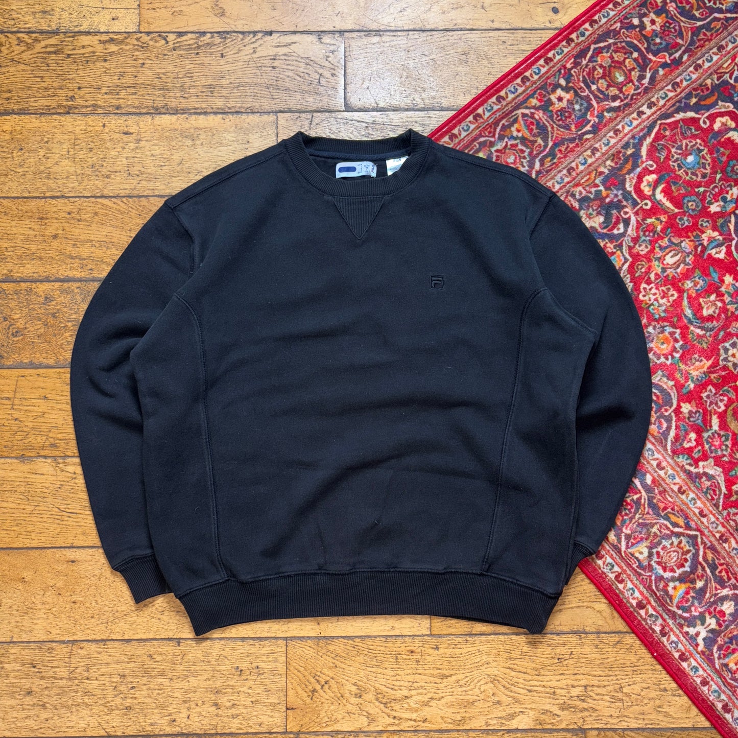 Vintage Fila Black Embroidered Sweatshirt - XL