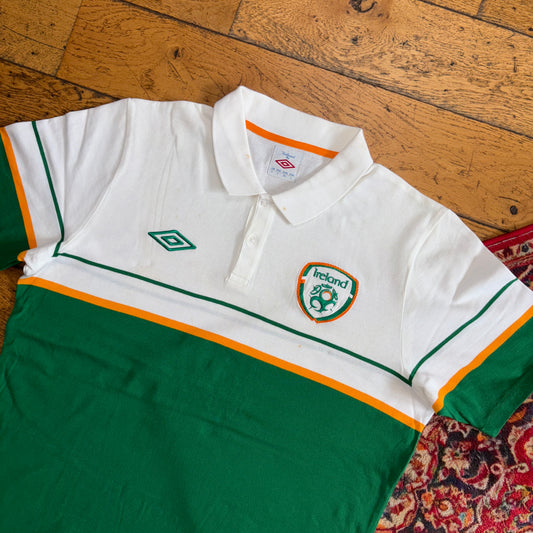 Vintage Umbro Ireland 06/07 White Football Polo Shirt - M
