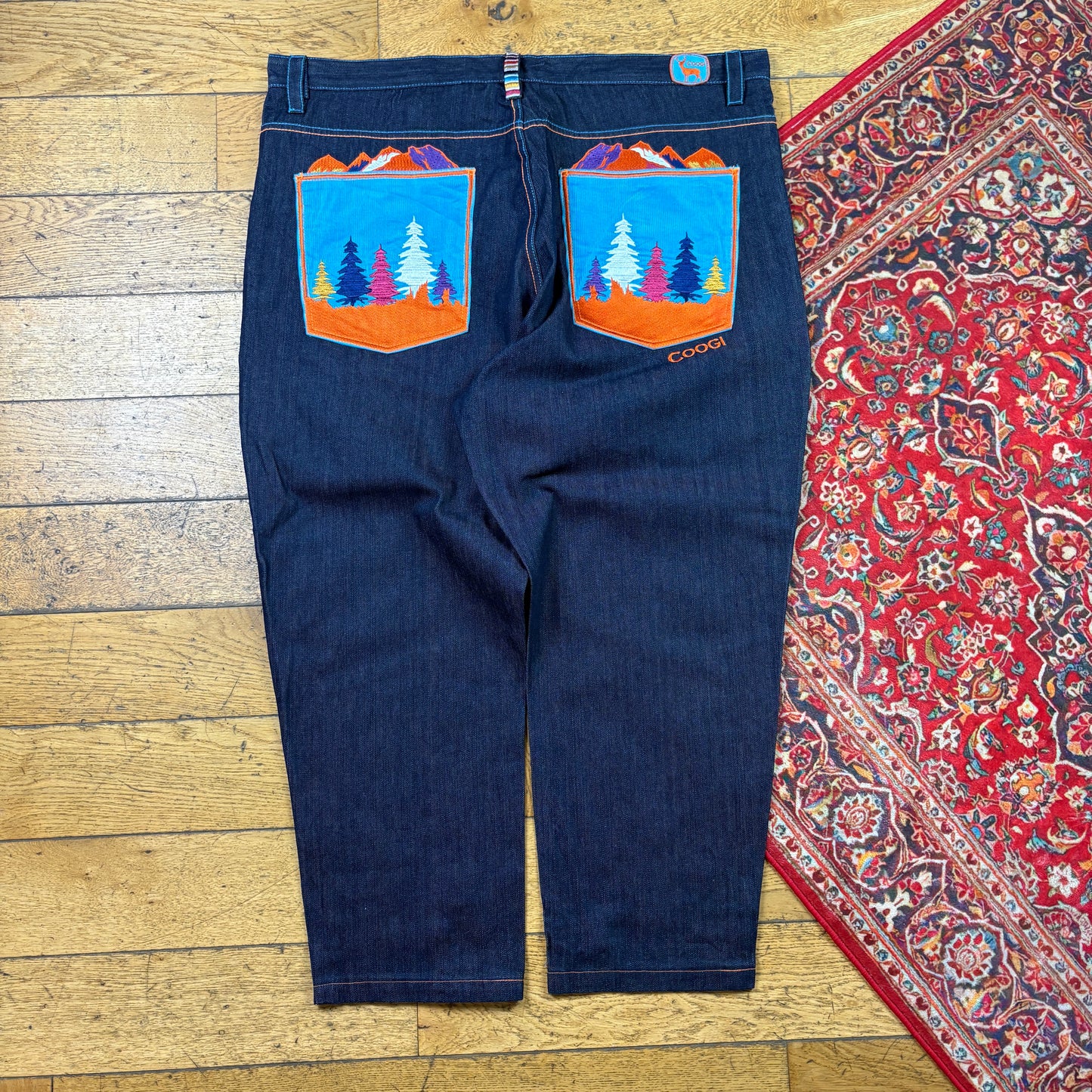 Vintage Coogi Blue Embroidered Y2K Hip Hop Baggy Jeans - 48