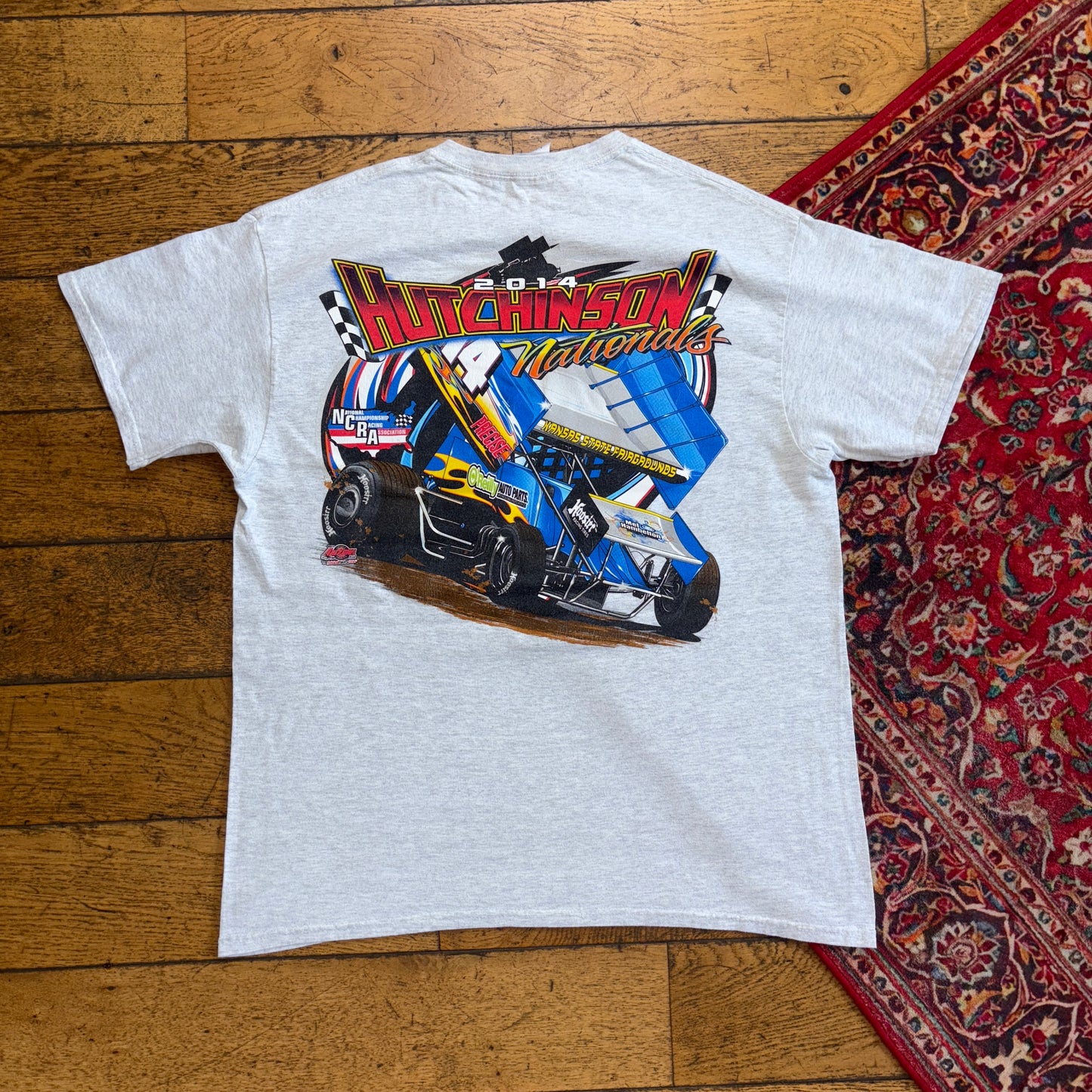 Vintage Nascar Grey Racing Graphic T-Shirt - M