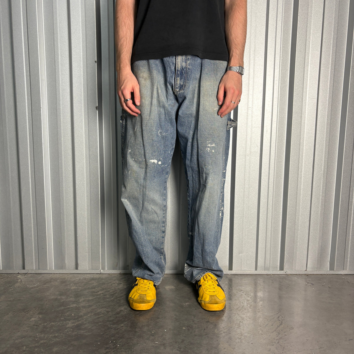 Jay Jays Blue Carpenter Embroidered Hip Hop Y2K Baggy Jeans - 38L