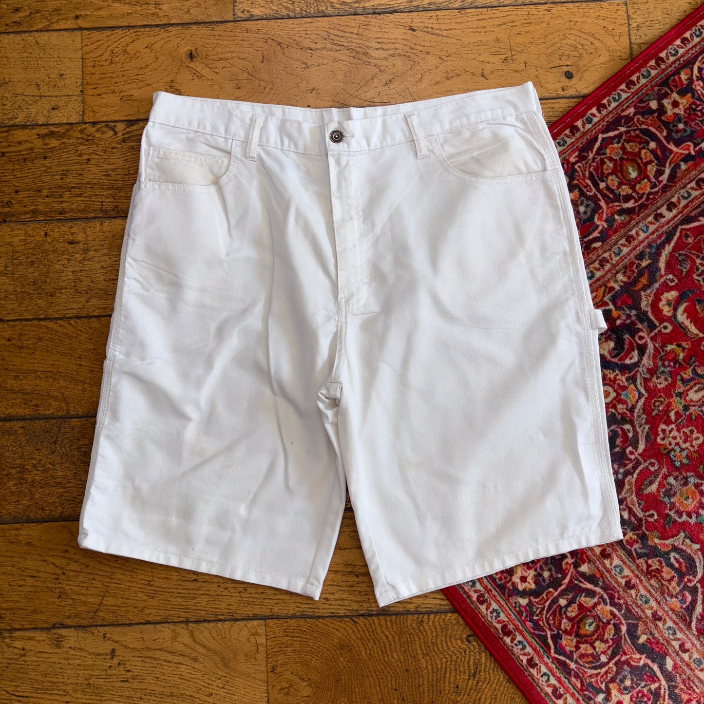 Vintage Dickies Workwear Carpenter Baggy White Shorts - 38