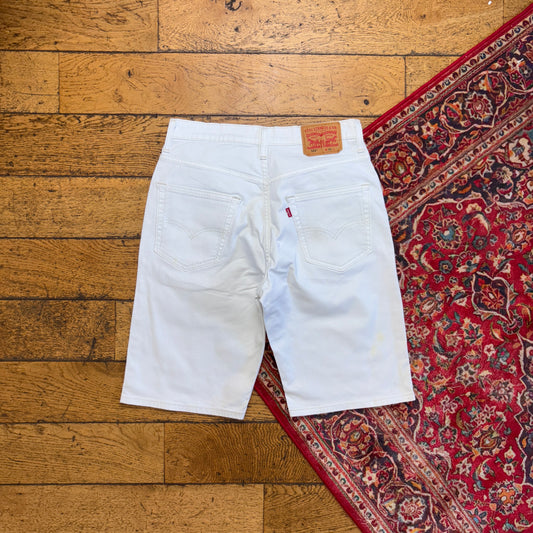 Vintage Levis 569 White Baggy Denim Shorts - 30