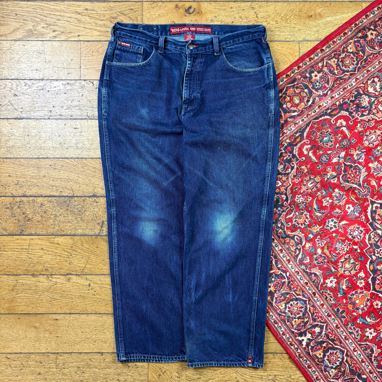 Vintage Ecko Unltd Blue Embroidered Y2K Hip Hop Baggy Jeans - 38