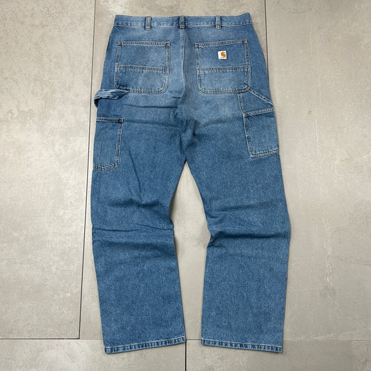 New Carhartt Double Knee Carpenter Baggy Blue Jeans - 36